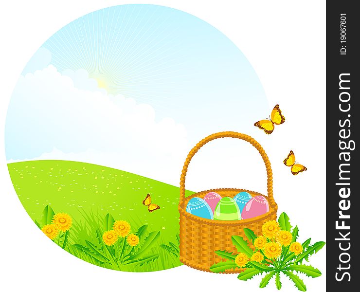 The vector illustration contains the image of spring landscape