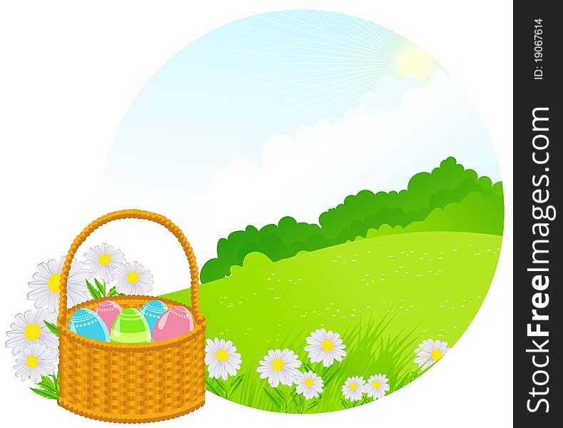 The vector illustration contains the image of spring landscape. The vector illustration contains the image of spring landscape