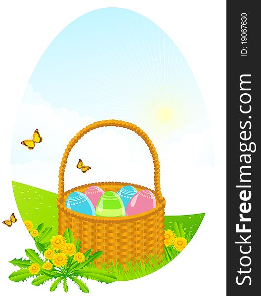 The vector illustration contains the image of spring landscape