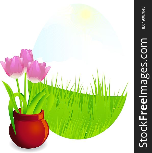 The vector illustration contains the image of spring landscape