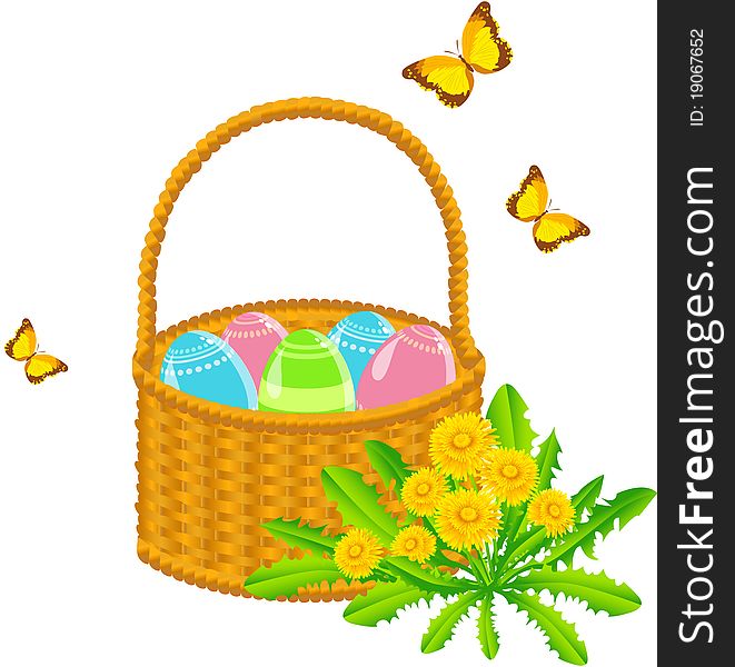 The vector illustration contains the image of Easter basket