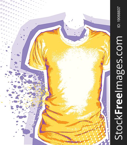 Man's t-shirt.Vector grunge background for design with fashion elements