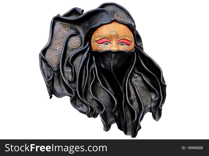 African woman mask isolated on white background