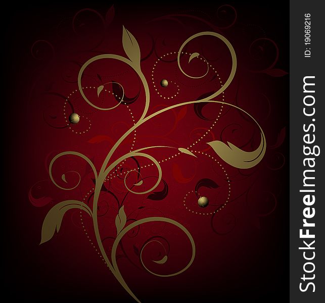 Floral red and gold beauty design background. Floral red and gold beauty design background