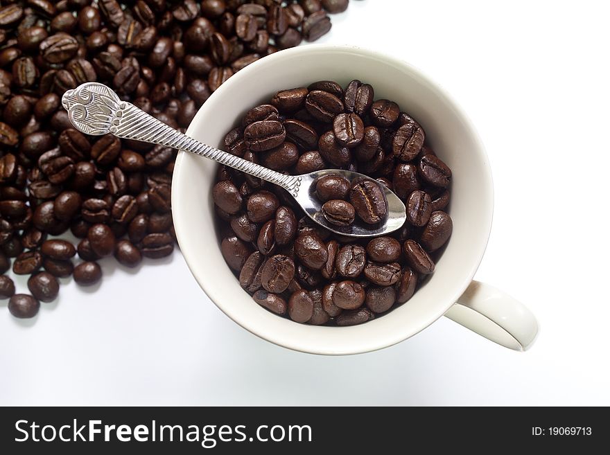 Coffee bean cup on white background. Coffee bean cup on white background.