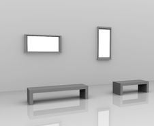 Gallery Interior With Empty Frame On Wall Stock Images Gallery Interior With Empty Frame On Wall Stock Images