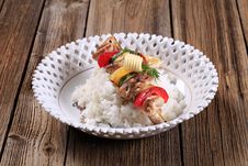 Chicken Kebab And Rice Royalty Free Stock Images Chicken Kebab And Rice Royalty Free Stock Images