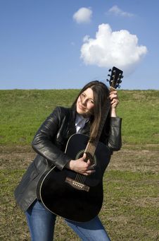 Girl And Guitar Royalty Free Stock Photos Girl And Guitar Royalty Free Stock Photos