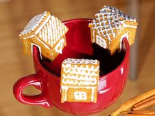 Cake Houses Hanging On The Cup Stock Image Cake Houses Hanging On The Cup Stock Image