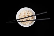 Bowl Of Rice With Chopsticks Royalty Free Stock Photo