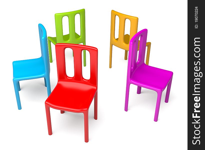 Color chairs isolated on white background