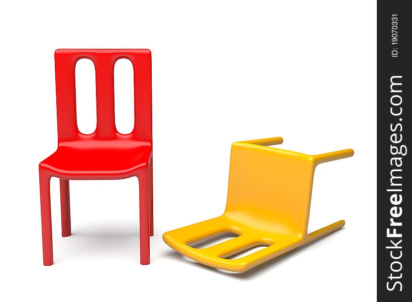 Two chairs isolated on white background