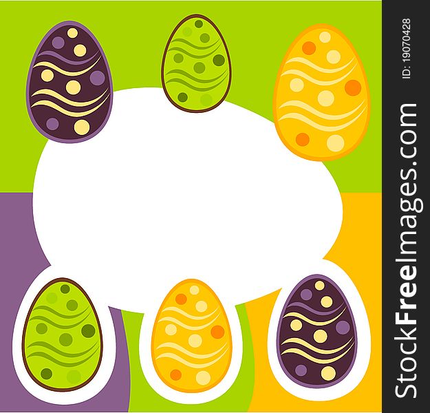 Colorful Easter card with ornamented eggs. illustration