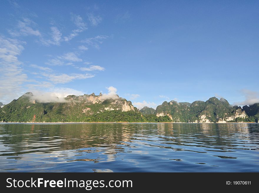 Beautiful limestone mountain with blue sky.