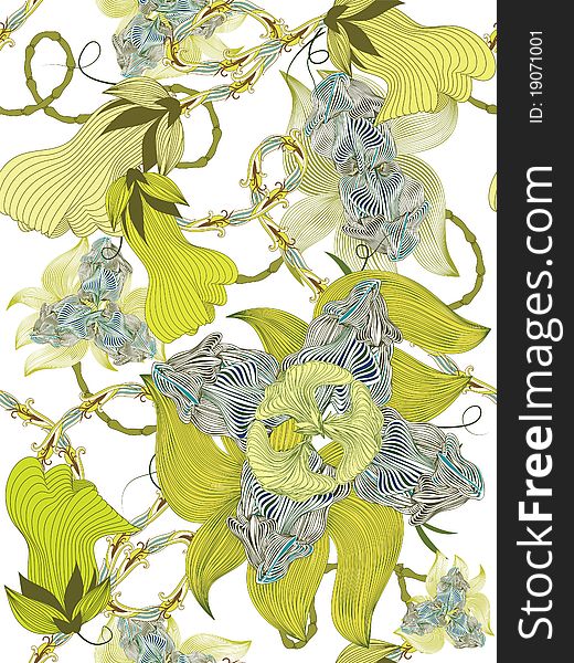 Seamless background with flowers and floral elements. Seamless background with flowers and floral elements