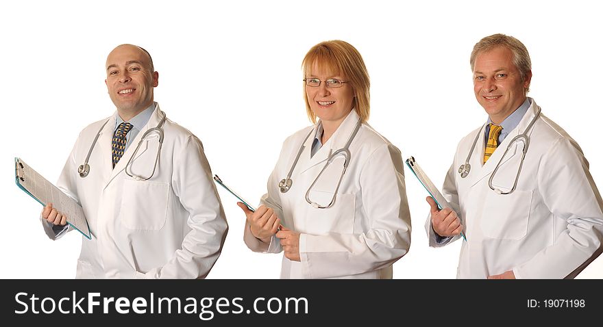 A group of hospital Doctors with clipboards