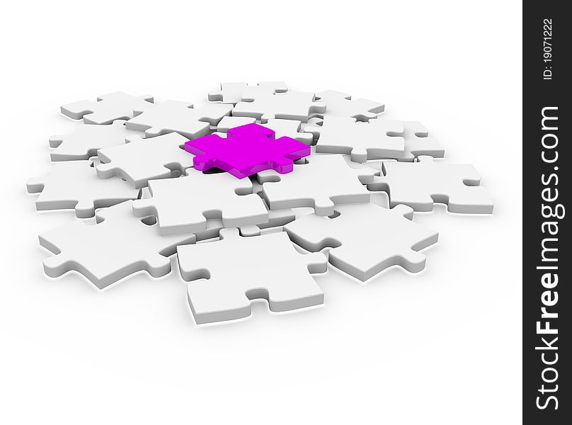 3d puzzle magenta white success connection piece business