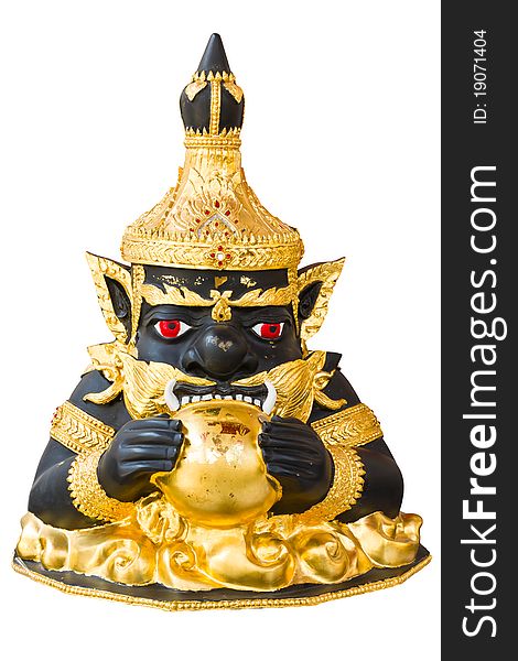 Thai black deity called Rahu, isolated on white background. Thai black deity called Rahu, isolated on white background