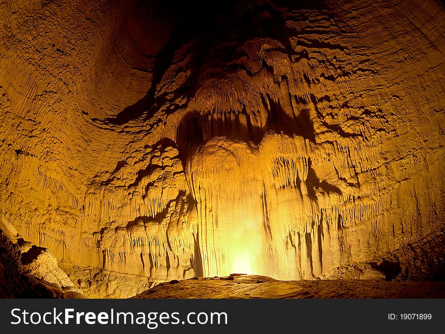 In a cave.