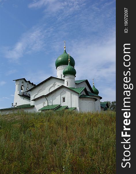 Old orthodox church on the hill, Pskov, Russia