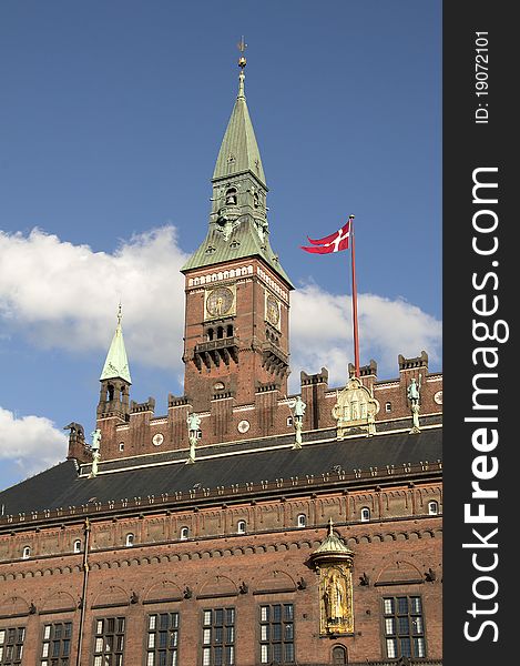 Copenhagen city Hall,Radhus Denmark clock tower