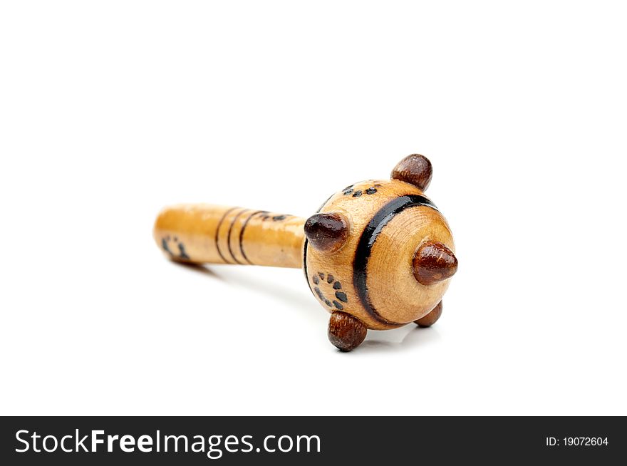 Wooden mace isolated on a white background