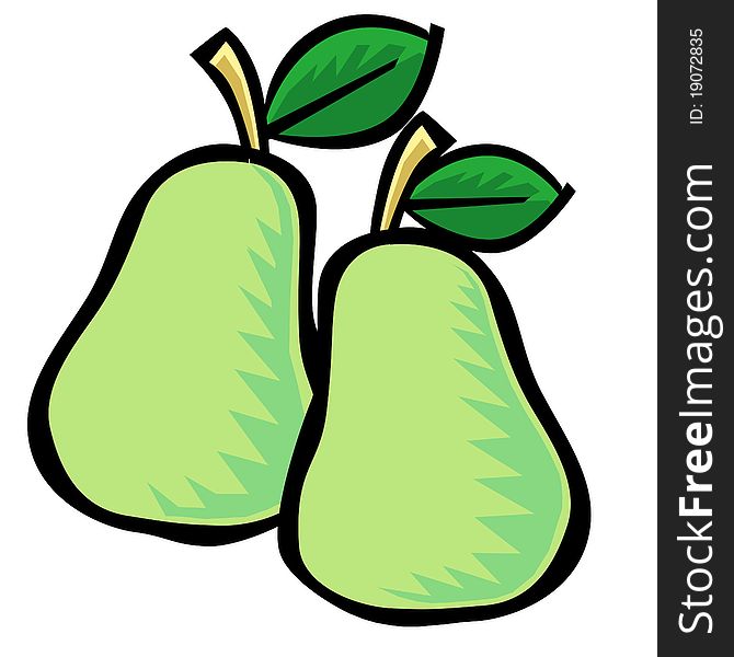 A computer illustrations of two green pears.