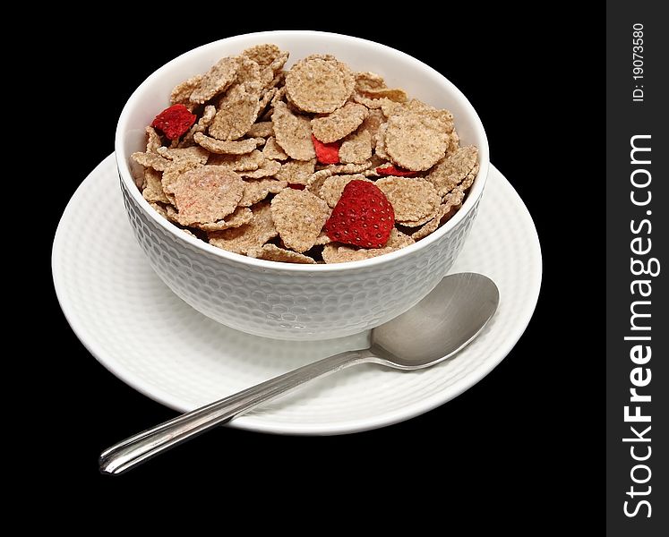 Wheat and rice flakes with dried strawberries