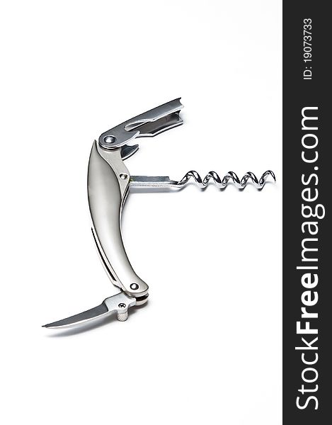 Stainless corkscrew isolated