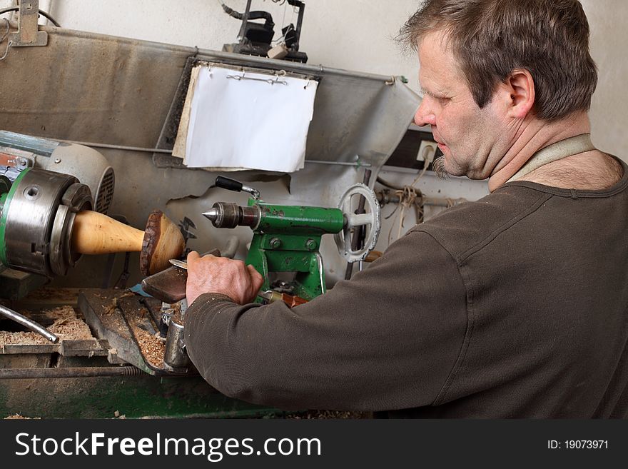 Joiner work in his workshop. Shallow depth of field.