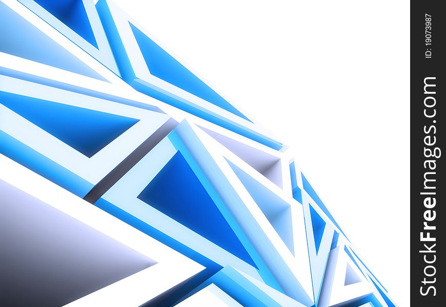 Abstract geometrical background with blue triangles and copyspace