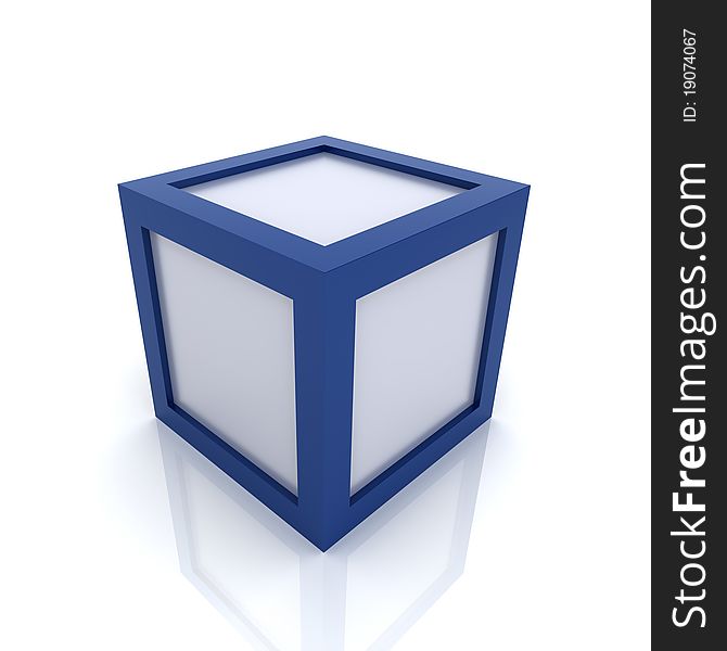 Illustration with silver cube with blue borders (blue collection). Illustration with silver cube with blue borders (blue collection)