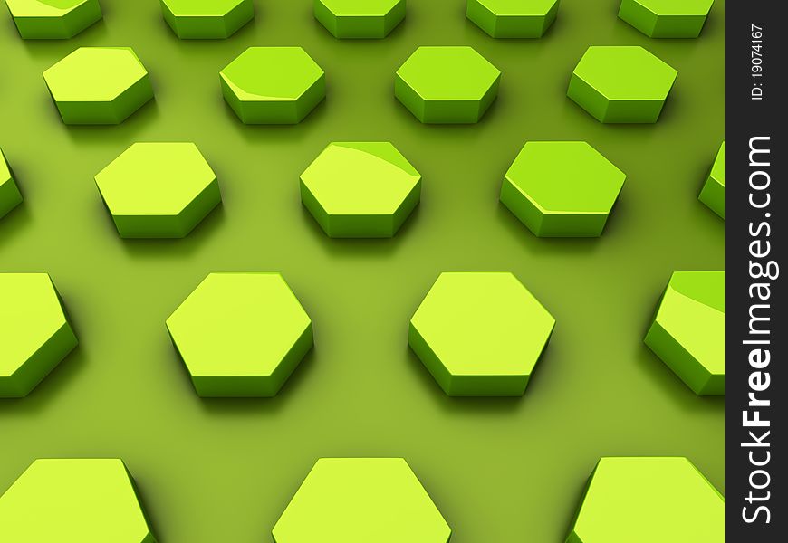 Abstract green background with a lot of hexagons. Abstract green background with a lot of hexagons