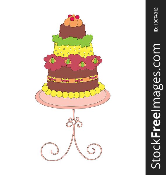 Hand drawn cute colorful cake