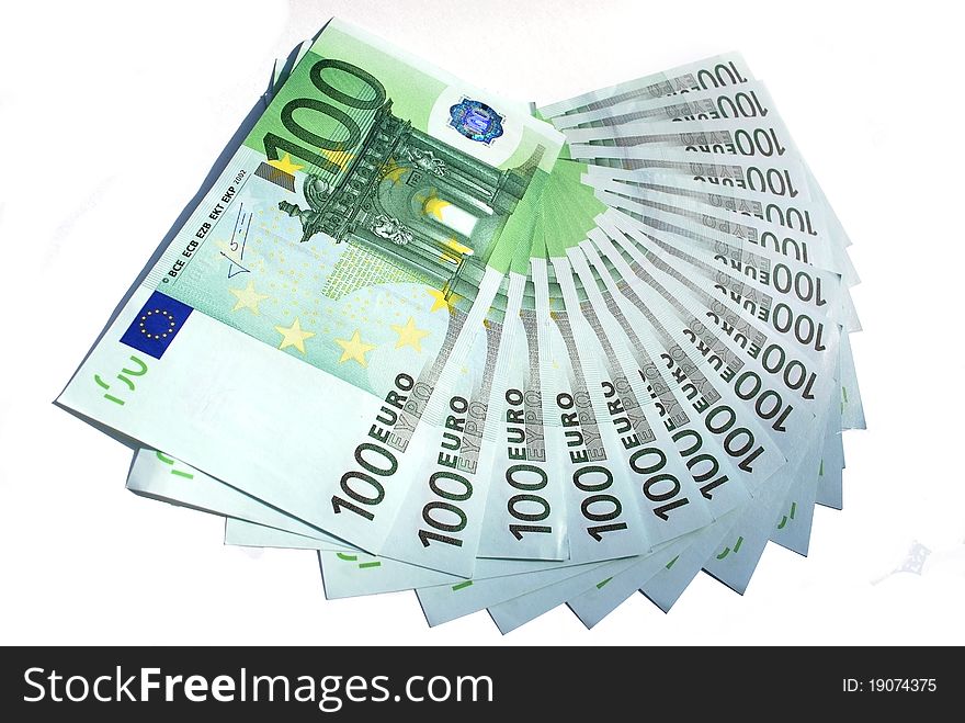 Few money papers by one hundreed euro