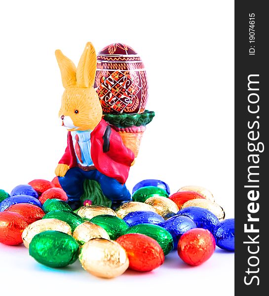 Rabbit with hand painted egg. Rabbit with hand painted egg.