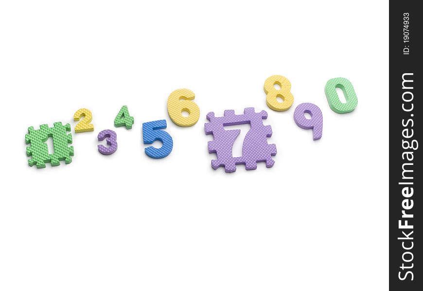 A set of ten digits on a white background. A set of ten digits on a white background