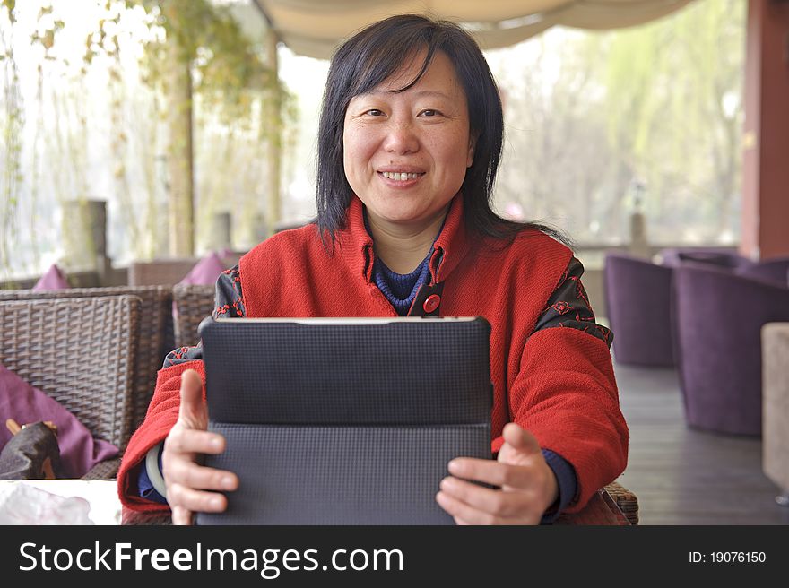 Beautiful business woman with laptop