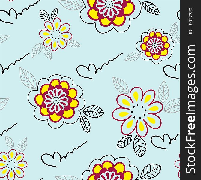 Seamless pattern with yellow flowers