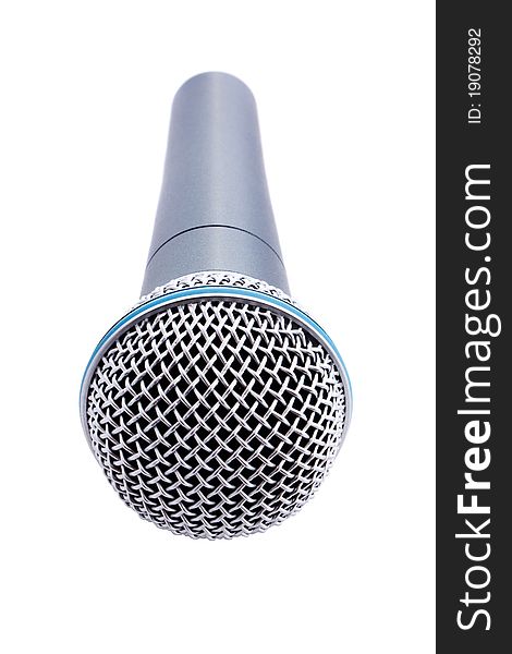 Close up shot of microphone isolated on white