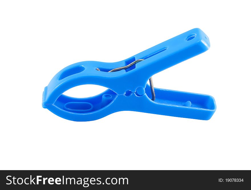 Plastic clothespin. Isolated. Close-up