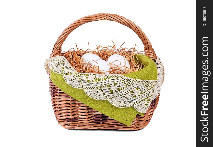 Decorated Easter basket with eggs