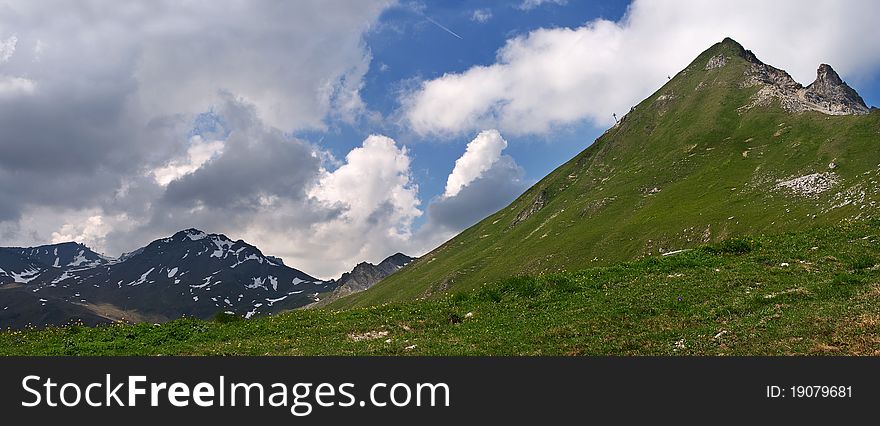 Panoramic views of the Swiss Alps. Panoramic views of the Swiss Alps