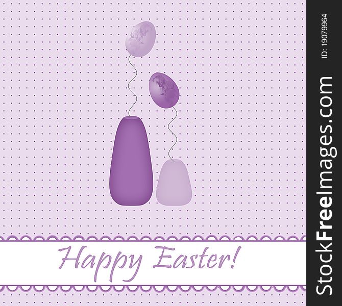 Easter card with eggs in lilac tone