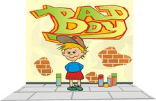Little Rascal - Wall Painting Royalty Free Stock Image