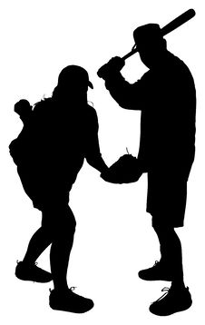 Silhouettes Of Adult Couple Playing Baseball Royalty Free Stock Photos Silhouettes Of Adult Couple Playing Baseball Royalty Free Stock Photos