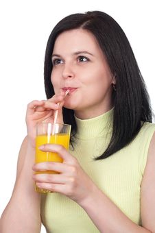 Woman With A Glass Of Oranges Juice Royalty Free Stock Images Woman With A Glass Of Oranges Juice Royalty Free Stock Images