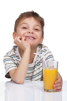 Boy With A Glass Of Juice Stock Photo