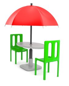 Red Umbrella With Table And Chairs Stock Photo Red Umbrella With Table And Chairs Stock Photo