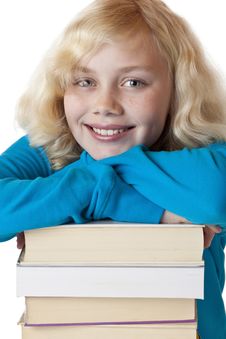 Portrait Of A Young School Girl With Study Books Royalty Free Stock Photos Portrait Of A Young School Girl With Study Books Royalty Free Stock Photos